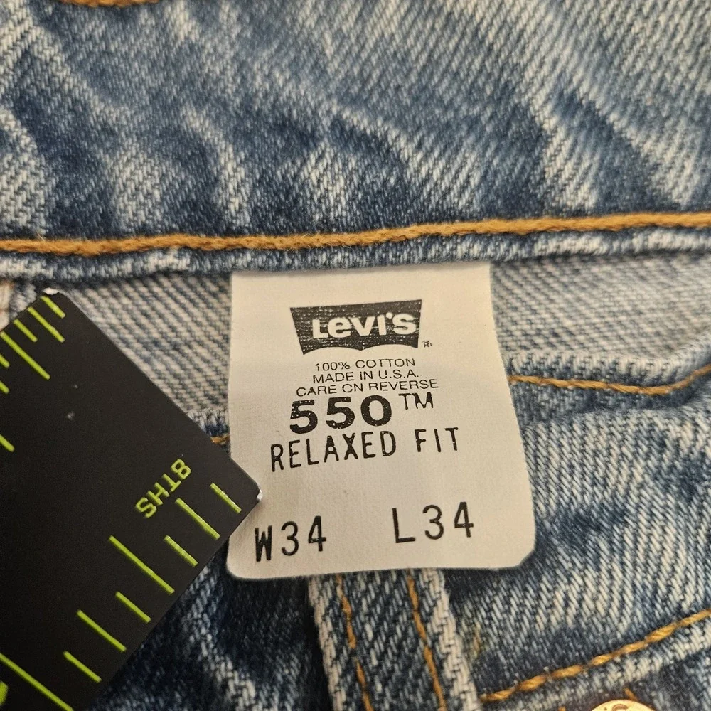 Vintage Levis Jeans Mens 36x34‎ Blue 90s Made USA Denim Pants Light 550 Relaxed